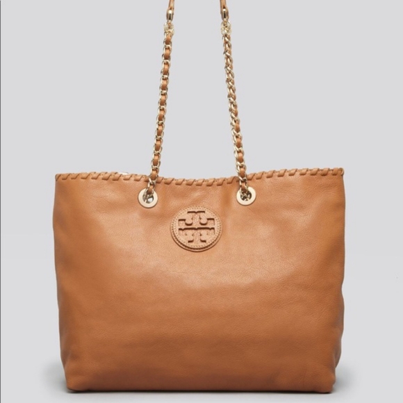 Tory Burch Handbags - ᴛᴏʀy ʙᴜʀᴄʜ ʙʀᴏᴡɴ ʟᴇᴀᴛʜᴇʀ ᴍᴀʀɪᴏɴ ᴇᴀꜱᴛ ᴡᴇꜱᴛ ᴛᴏᴛᴇ ʙᴀɢ